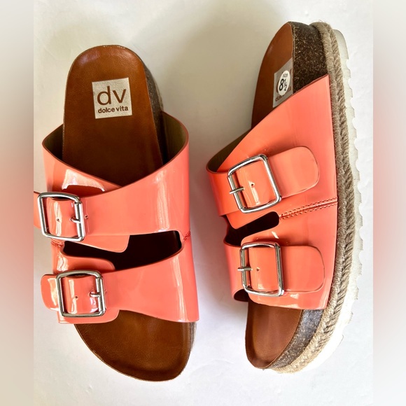 Dolce Vita Carther Platform Sandal Tangerine Melon Orange Slides Size 8.5 - Picture 3 of 7